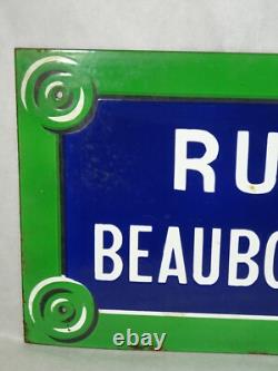Plaque émaillée ancienne PARIS RUE BEAUBOURG old enamel art populaire