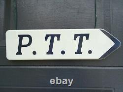 Plaque émaillée ancienne PTT La Poste french street enamel sign emailschild