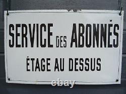 Plaque émaillée ancienne SERVICE DES ABONNÉS street enamel sign emailschild