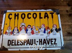 Plaque emaillée ancienne chocolat DELESPAUL HAVEZ bon état