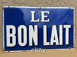 Plaque emaillée ancienne double face LE BON LAIT par émaillerie Alsacienne