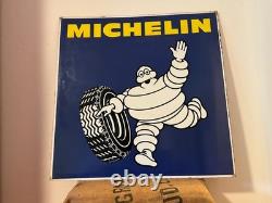 Plaque émaillée ancienne double face MICHELIN, SMLF82 Paris