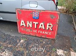 Plaque émaillée ancienne garage ANTAR GRAND FORMAT 1200/800