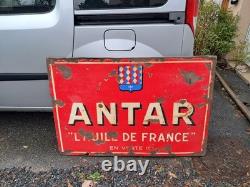 Plaque émaillée ancienne garage ANTAR GRAND FORMAT 1200/800