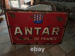 Plaque émaillée ancienne garage ANTAR GRAND FORMAT 1200/800