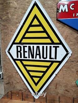 Plaque émaillée ancienne garage Renault double face