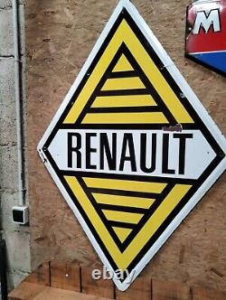 Plaque émaillée ancienne garage Renault double face