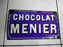 Plaque émaillée ancienne publicité chocolat MEUNIER