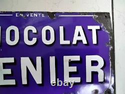 Plaque émaillée ancienne publicité chocolat MEUNIER