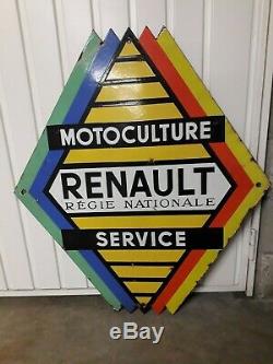 Plaque emaillee ancienne renault 110/70cm