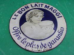 Plaque emaillee anciennetres tres rare MAGGI, modèle bleu. 1912