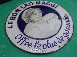 Plaque emaillee anciennetres tres rare MAGGI, modèle bleu. 1912