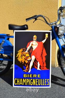 Plaque émaillée bière CHAMPIGNEULLES grandes dimensions enamel sign emailschild