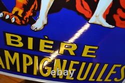 Plaque émaillée bière CHAMPIGNEULLES grandes dimensions enamel sign emailschild