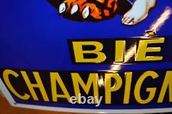 Plaque émaillée bière CHAMPIGNEULLES grandes dimensions enamel sign emailschild