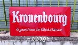 Plaque émaillée biere KRONEMBOURG simple face a oreilles EAS