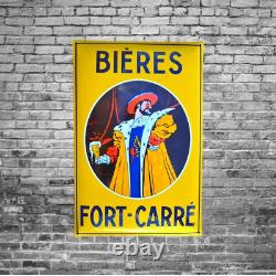 Plaque émaillée bières FORT-CARRE grandes dimensions enamel sign emailschild