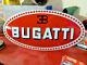 Plaque émaillée bombee BUGATTI AUTOMOBILE au pochoir 50 x 25 logo enseigne