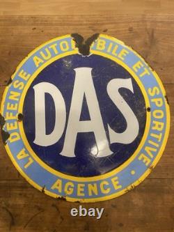 Plaque émaillée bombée- D. A. S Défense Automobile et Sportive- Diamètre 40 Cm