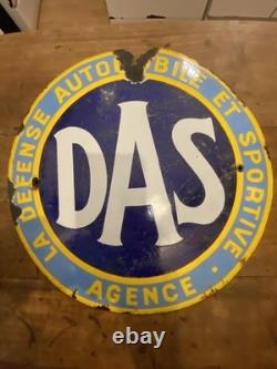Plaque émaillée bombée- D. A. S Défense Automobile et Sportive- Diamètre 40 Cm