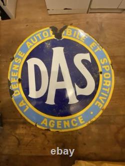 Plaque émaillée bombée- D. A. S Défense Automobile et Sportive- Diamètre 40 Cm