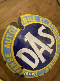 Plaque émaillée bombée- D. A. S Défense Automobile et Sportive- Diamètre 40 Cm