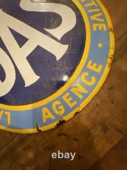 Plaque émaillée bombée- D. A. S Défense Automobile et Sportive- Diamètre 40 Cm