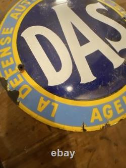 Plaque émaillée bombée- D. A. S Défense Automobile et Sportive- Diamètre 40 Cm