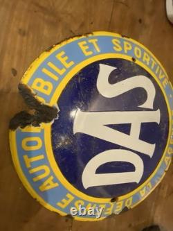 Plaque émaillée bombée- D. A. S Défense Automobile et Sportive- Diamètre 40 Cm