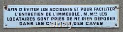 Plaque émaillée bombée Entretien de l'Immeuble d'utilité 50x10cm