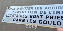 Plaque émaillée bombée Entretien de l'Immeuble d'utilité 50x10cm
