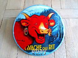 Plaque émaillée bombée LA VACHE QUI RIT Benjamin Rabier 40 cm décoration email