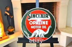 Plaque émaillée bombée SINCLAIR opaline motor oil huile automobile