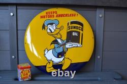 Plaque émaillée bombée SUNOCO huile automobiles ++ 50 cm ++