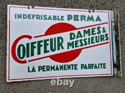 Plaque émaillée de metier COIFFEUR DAMES MESSIEURS pour la marque PERMA