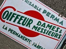 Plaque émaillée de metier COIFFEUR DAMES MESSIEURS pour la marque PERMA