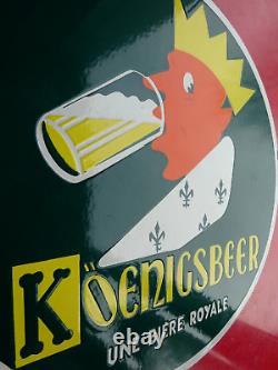 Plaque émaillée double face Bière Royale KOENIGSBEER Roi Fleurs de Lys TBE
