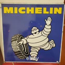 Plaque émaillée double-face Michelin Bibendum 65 x 65 cm