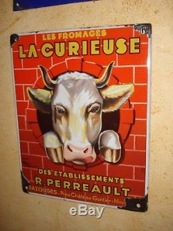 Plaque émaillée fromages La Curieuse EAS 1940