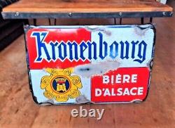 Plaque emaillée kronenbourg, bière d'Alsace. Authentique