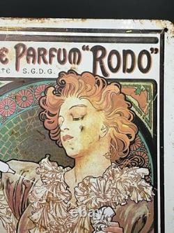 Plaque émaillée publicitaire Lance Parfum Rodo style Art Nouveau 41x30,5