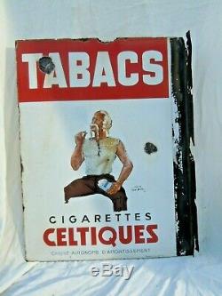 Plaque émaillée publicitaire Tabacs Balto cigarettes celtiques Leon Dupin Sepo