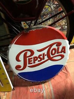 Plaque émaillée publicitaire ancienne. Pepsi Cola