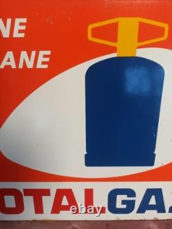 Plaque émaillée publicitaire ancienne Total, grande enseigne vintage rétro déco