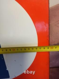 Plaque émaillée publicitaire ancienne Total, grande enseigne vintage rétro déco