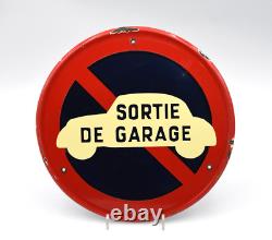 Plaque émaillée sortie de garage automobile des années 50