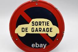 Plaque émaillée sortie de garage automobile des années 50