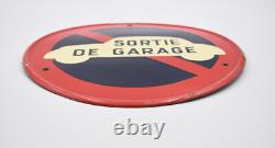 Plaque émaillée sortie de garage automobile des années 50