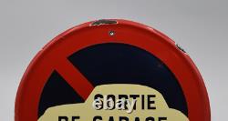 Plaque émaillée sortie de garage automobile des années 50