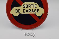 Plaque émaillée sortie de garage automobile des années 50